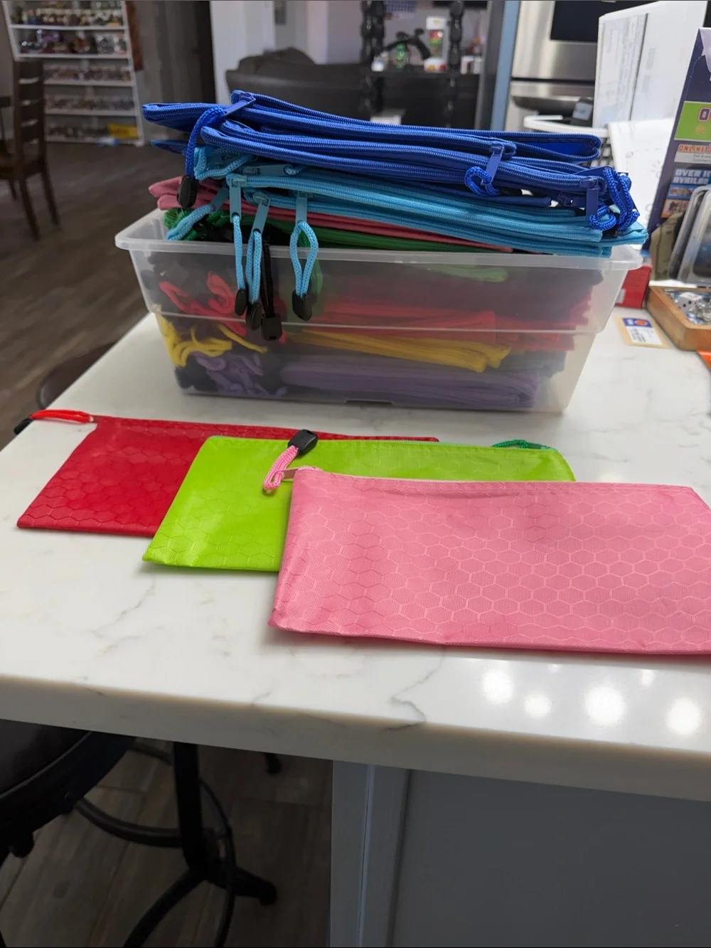 Colorful Zip Pouches Set for Home Storage - Pink, Green, Red and more